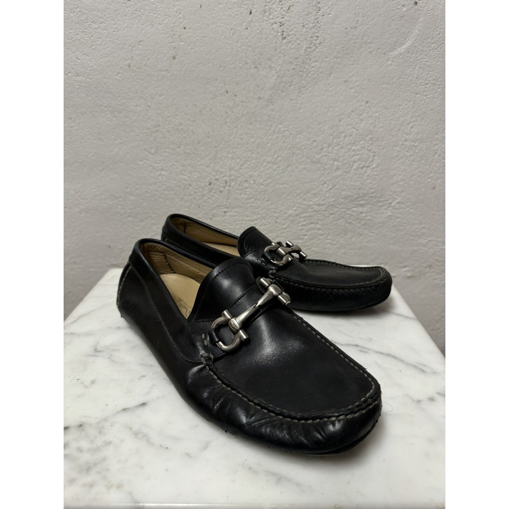 SALVATORE FERRAGAMO PARIGI Black Calf Leather Men Loafers Size 5.5
